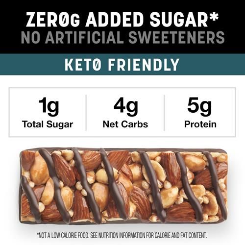 Kind Zero Barre Sans Sucres Ajoutés, Chocolat Noir Noix Et Sel Marin, Encas Keto, Sans Gluten, 5g Protéines, 5 Barres