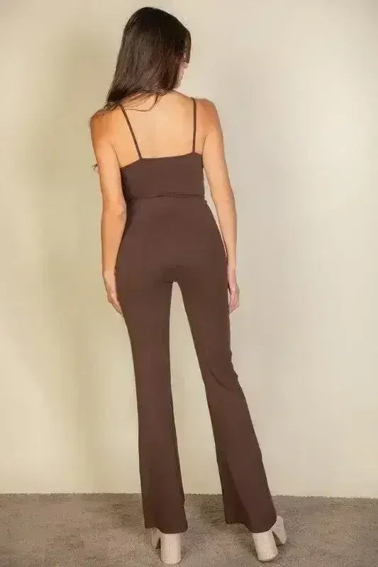 Combinaison pantalon large sans manches unie