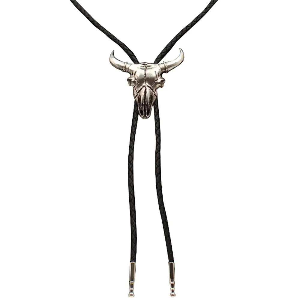Bolo cravate Double S Silver Steer Skull