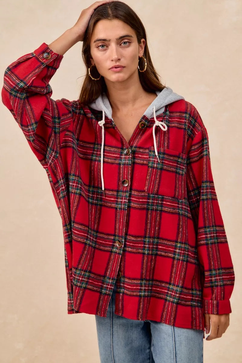 Veste à capuche à carreaux BiBi