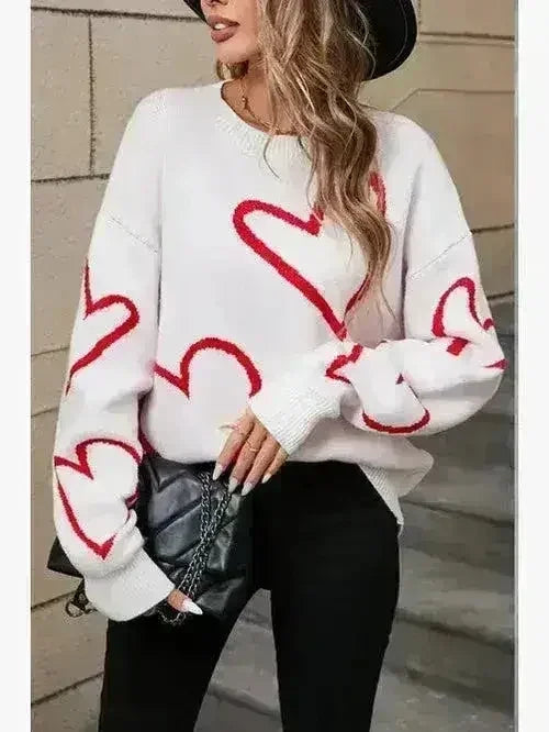 Pull Cœur Blanc & Rouge – Un style espiègle pour la Saint-Valentin