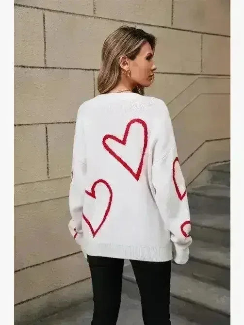 Pull Cœur Blanc & Rouge – Un style espiègle pour la Saint-Valentin