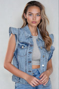 Gilet Veste en Jean Victorien à Volants – Pièce Maîtresse Sans Manches – Jean Clair