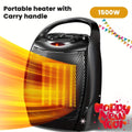 Chauffage d'appoint en céramique portable 1500W avec thermostat, protection de sécurité et poignée de transport