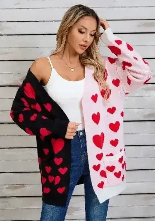 Cardigan Cœur Bicolore - Ample & Douillet | S-XL | Femstylo