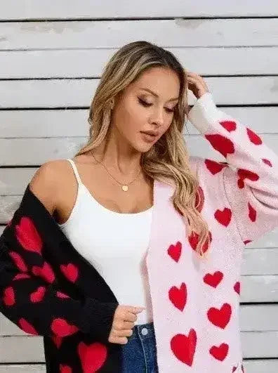 Cardigan Cœur Bicolore - Ample & Douillet | S-XL | Femstylo