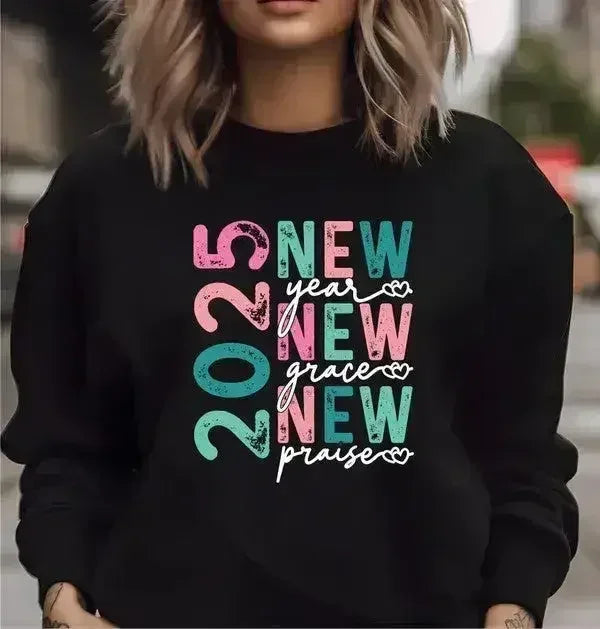 Sweat-shirt ras du cou graphique Nouvel An 2025