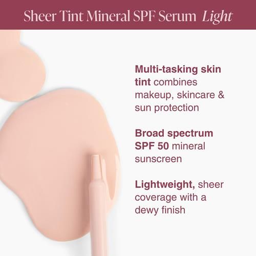 Sérum Visage Minéral Fusion, Sérum Teinté Minéral Transparent FPS, 30 ml, Clair, Crème Solaire Minérale Teintée à Large Spectre FPS 50, Couvrance Transparente, Fini Léger et Rosé Pour une Peau Éclatante et Protégée - Pa