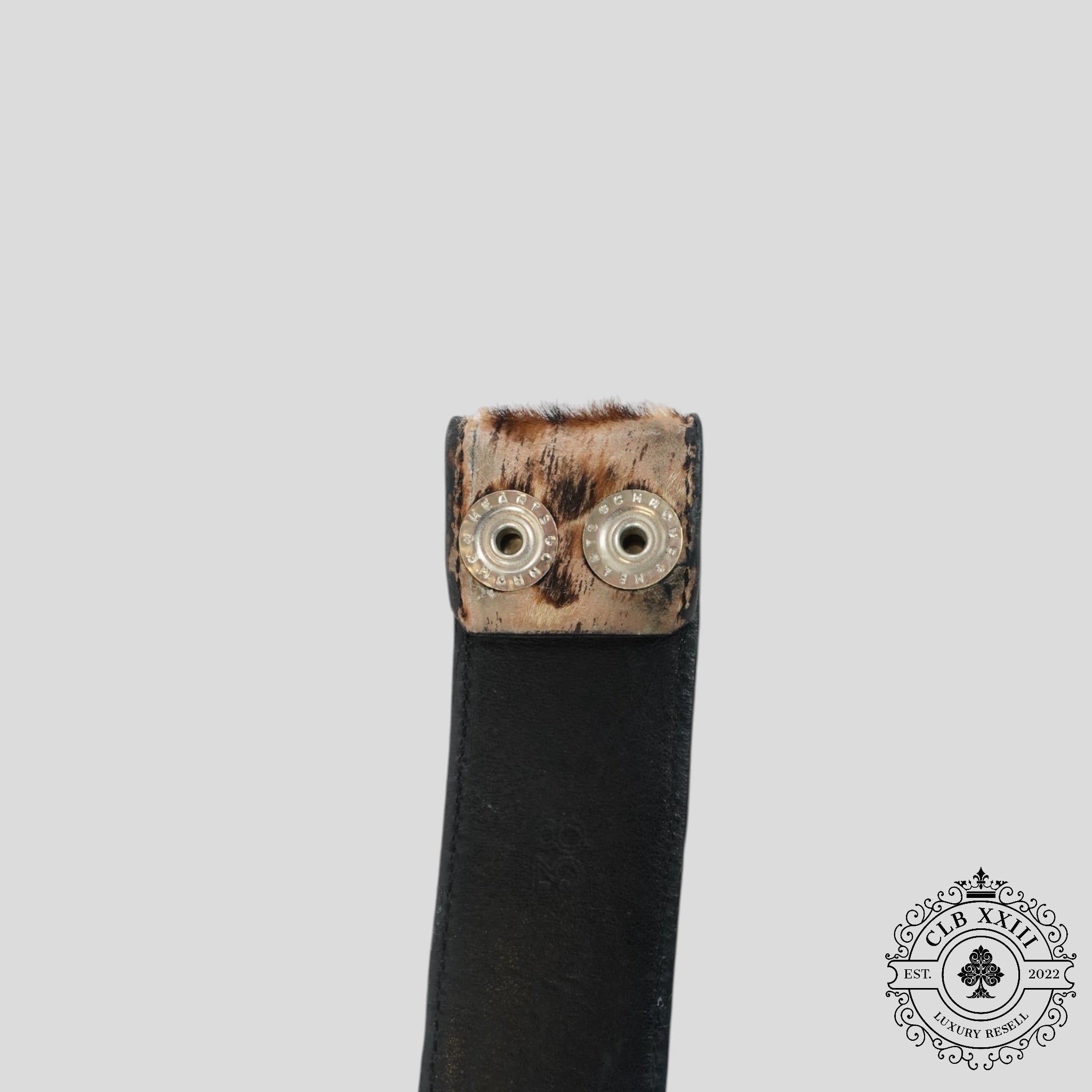 Ceinture Chrome Hearts en poulain léopard