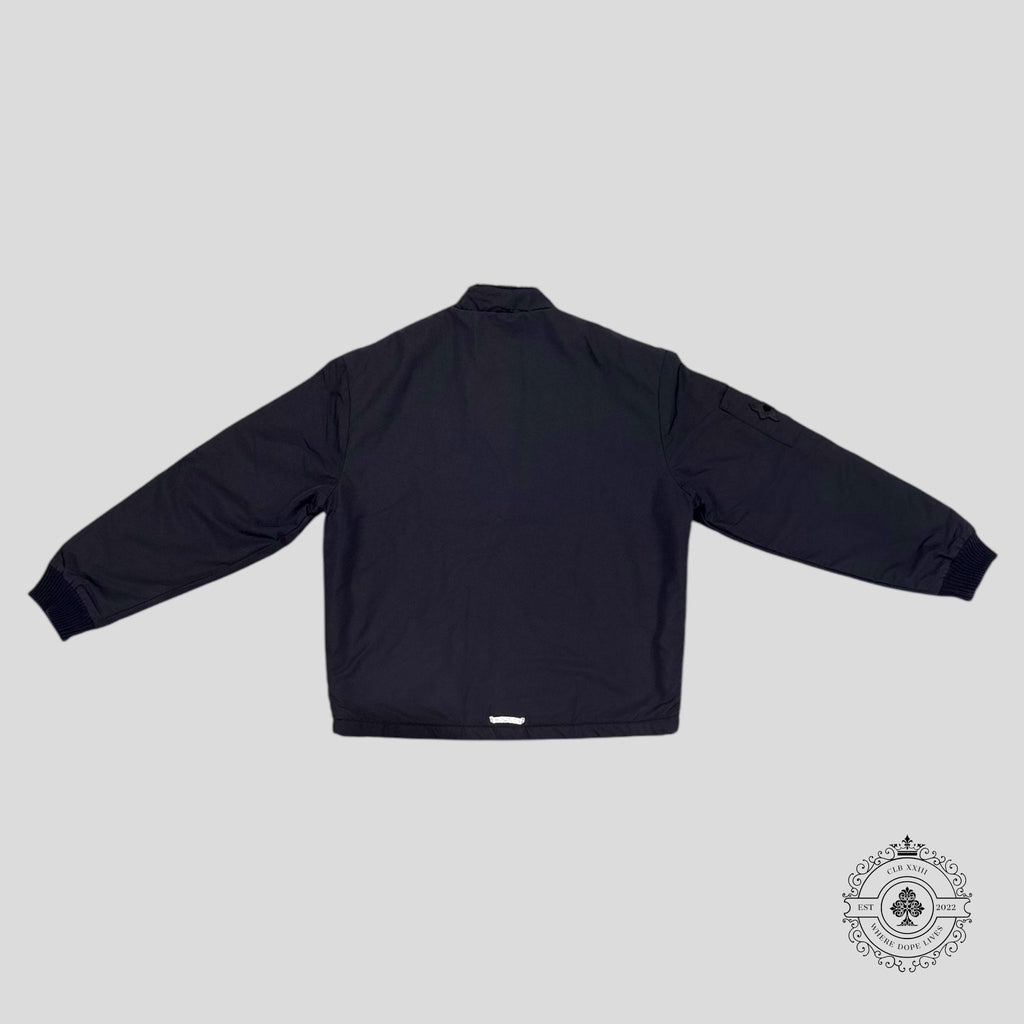Blouson de course Chrome Hearts doublé de fausse fourrure avec écussons "Cemetery"