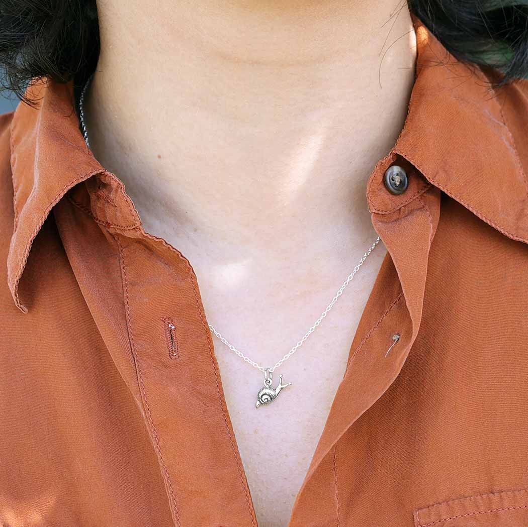 Tiny Sterling Silver Snail Necklace – Handmade Slow Living Jewelry