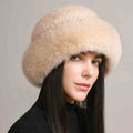 Bonnet d'hiver en fourrure de vison tressée chaude et élégante pour femme