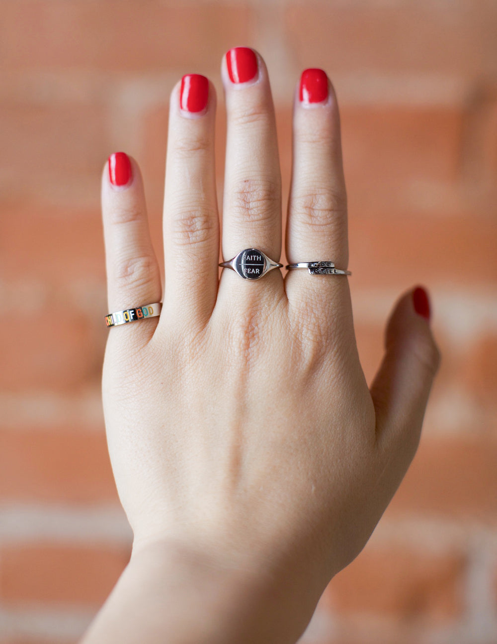 Bague argentée « Faith Over Fear »
