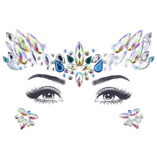 23 Ensembles de Bijoux Autocollants pour Visage, Paillettes, Tatouages Temporaires pour Fêtes, Maquillage, Pierres Précieuses en Cristal pour Femmes