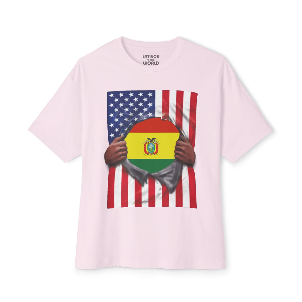T-shirt Bolivie Drapeau + USA Drapeau Fierté | Drapeau Bolivien + Américain Déchiré 4 Juillet | T-shirts Latino Drôles Viraux | Unisexe - 4 Couleurs