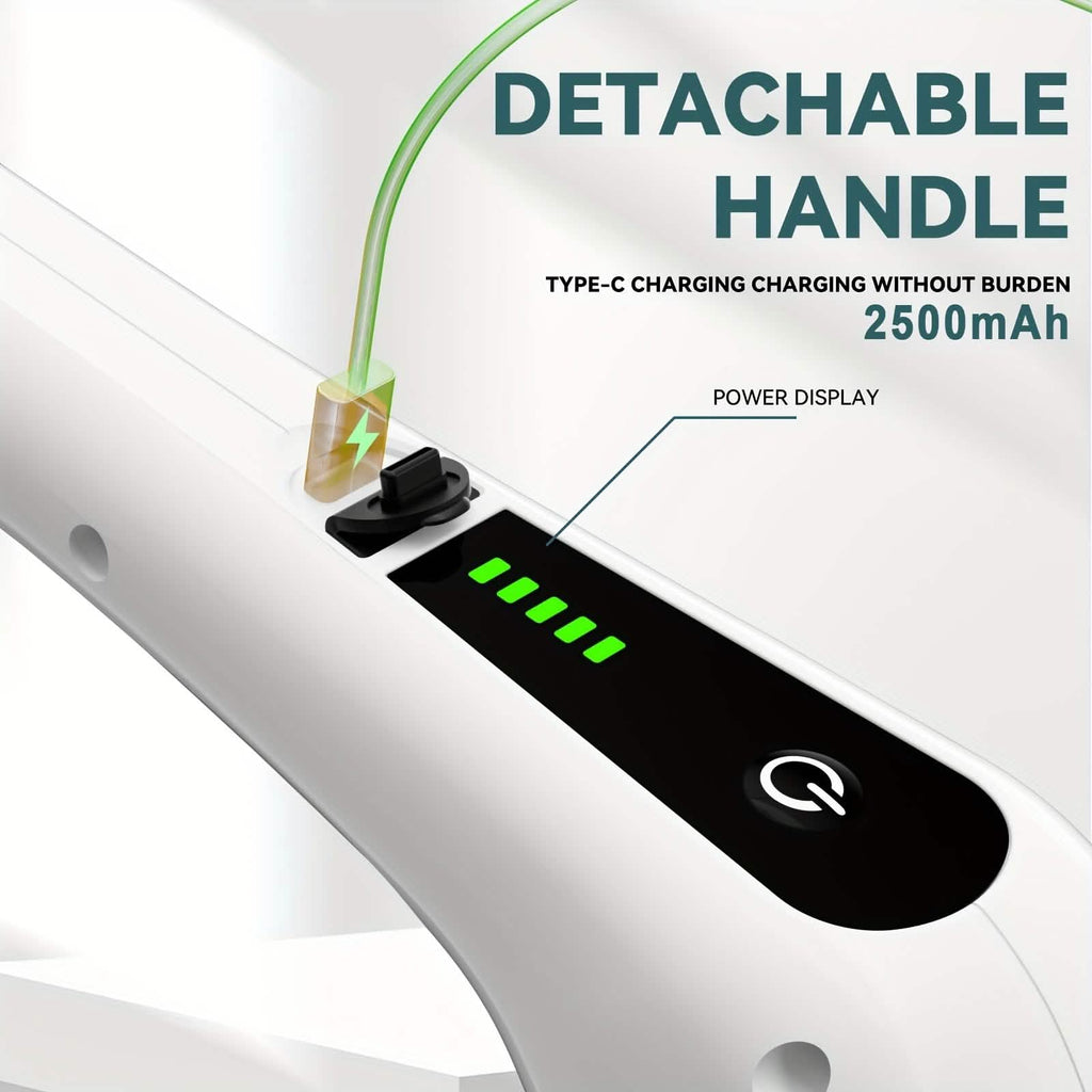Electric Rotary Scrubber with Replaceable 8 Brush Heads and Adjustable Extension Handle
