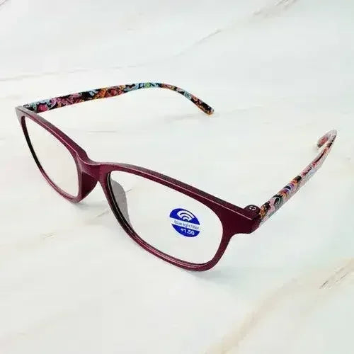 Lunettes de lecture bleues claires à motif cachemire