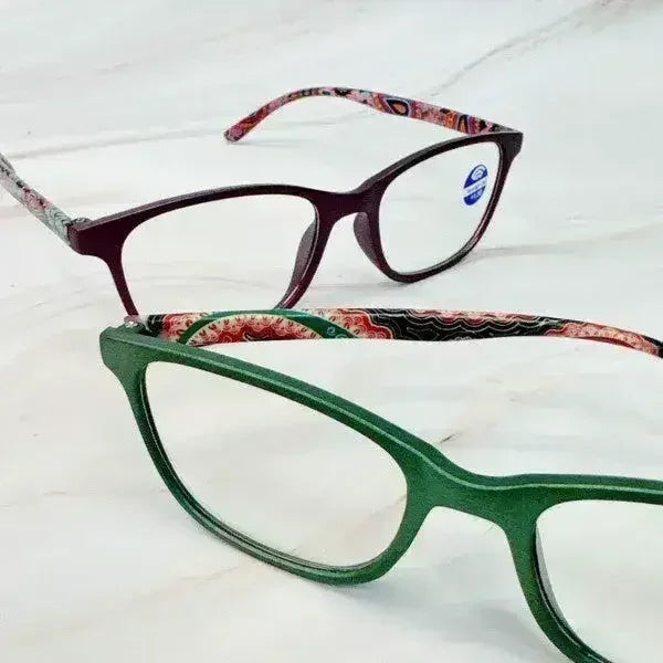 Lunettes de lecture bleues claires à motif cachemire