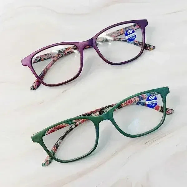 Lunettes de lecture bleues claires à motif cachemire