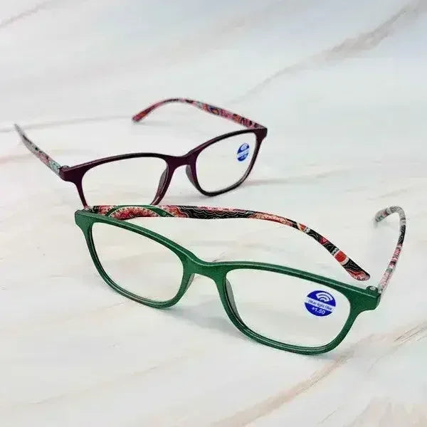 Lunettes de lecture bleues claires à motif cachemire