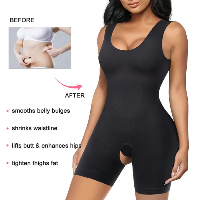 Body gainant grande taille avec contrôle du ventre, rehausseur de fesses et soutien-gorge intégré, body shaper ouvert à l'entrejambe pour femmes