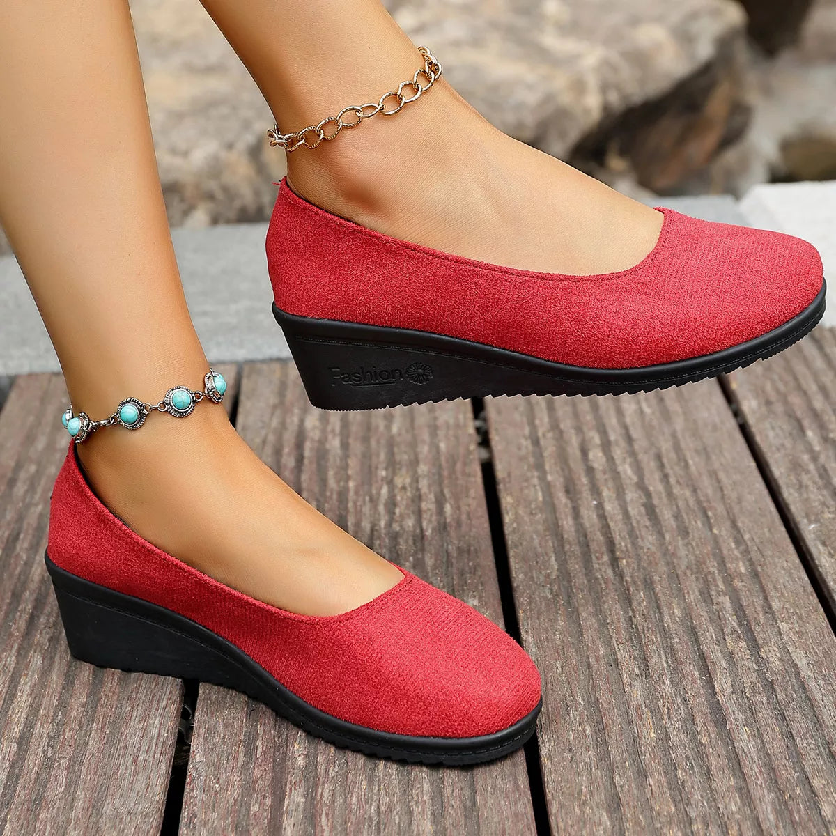 Mocassins compensés à enfiler