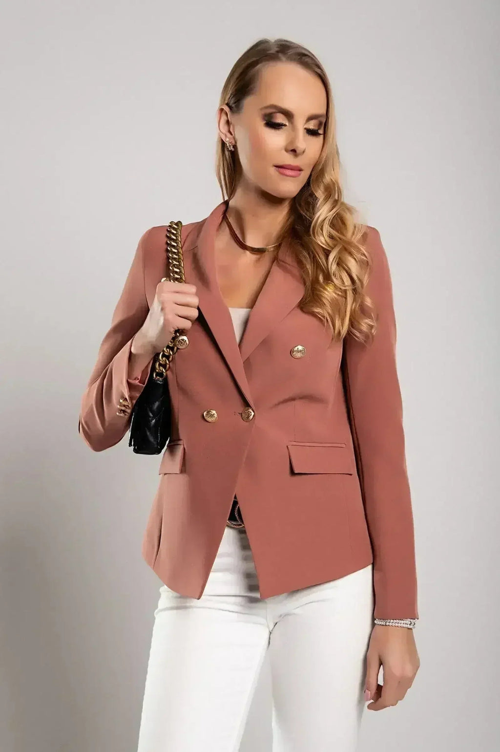 Blazer col classique Caorla, rose ancien