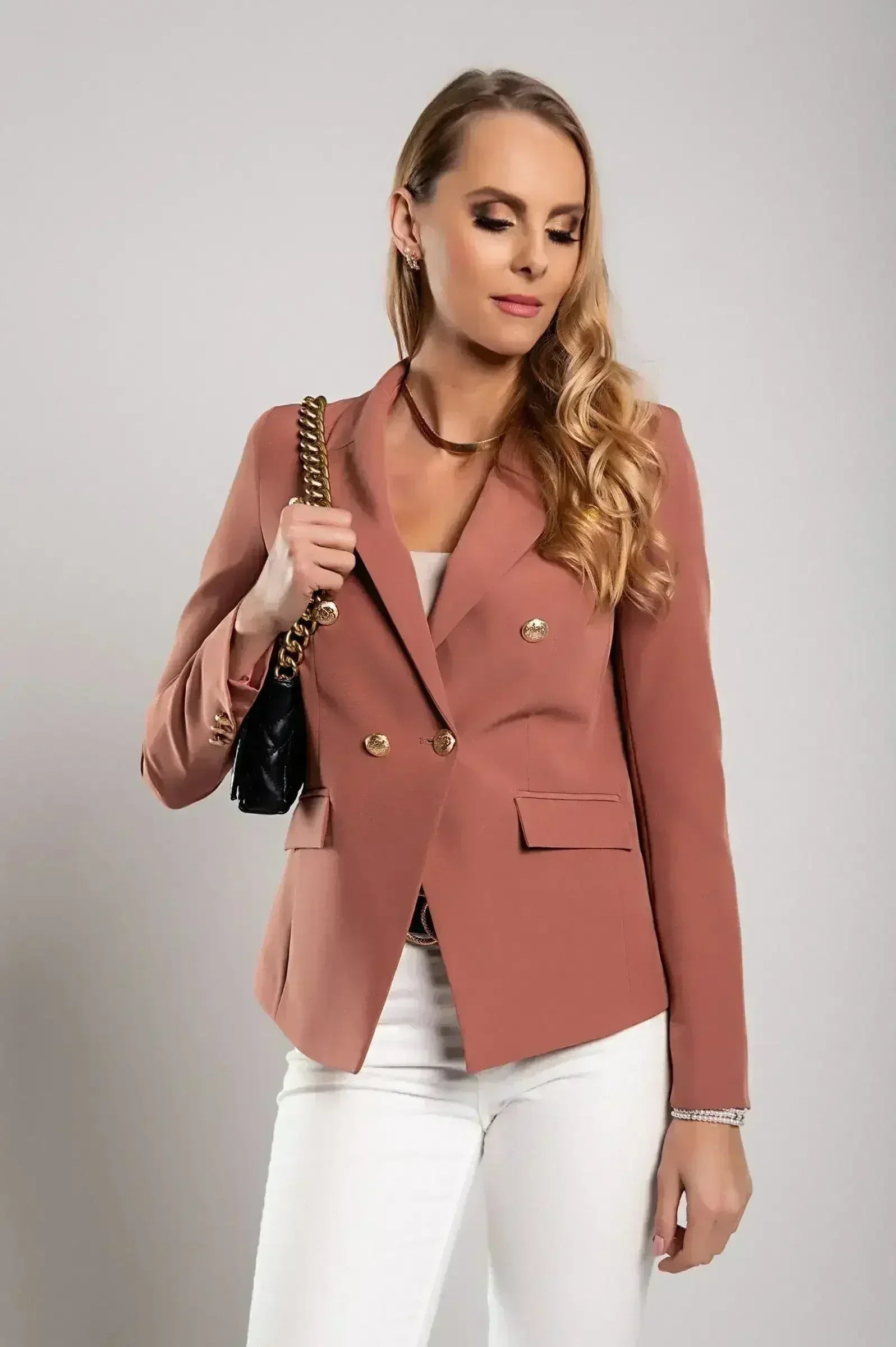 Blazer col classique Caorla, rose ancien