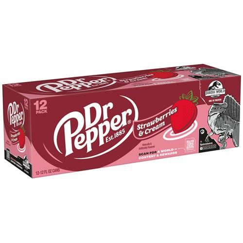 Boisson gazeuse Dr Pepper Fraises et Crème, canettes de 355 ml, paquet de 12