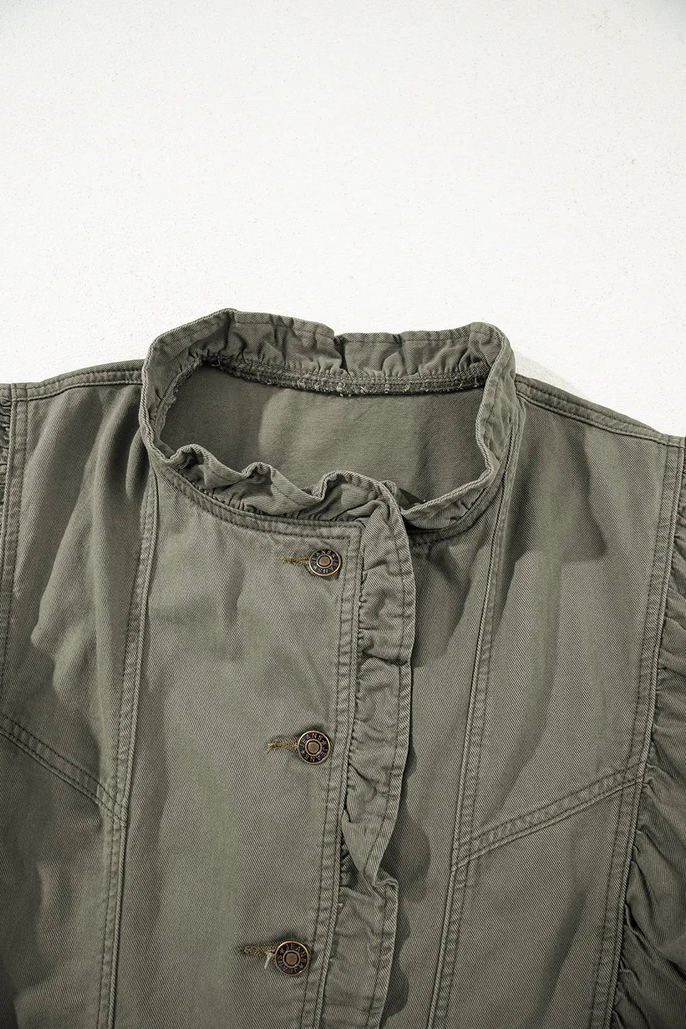 Gilet veste en jean uni Green Bay Ruffle