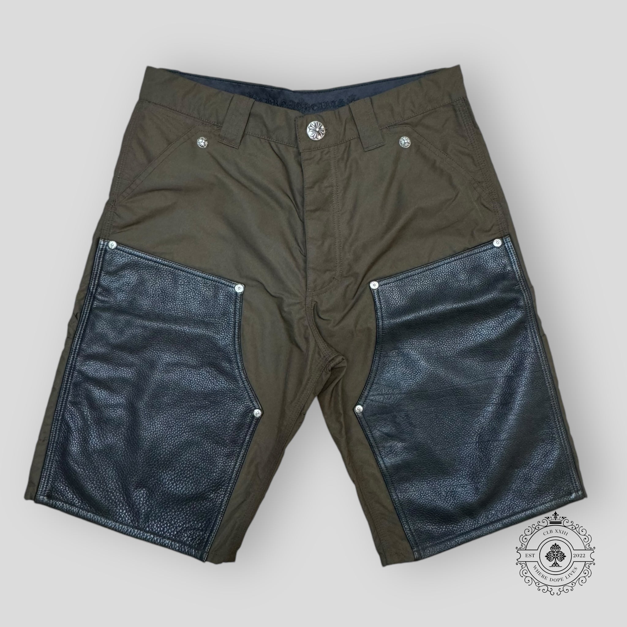 Short de Charpentier Chrome Hearts Double Genou en Nylon Marron