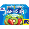 Capri Sun Boisson à saveur naturelle de jus de fraise et de kiwi avec d'autres arômes naturels, boîte de 30 unités, pochettes de 177 ml
