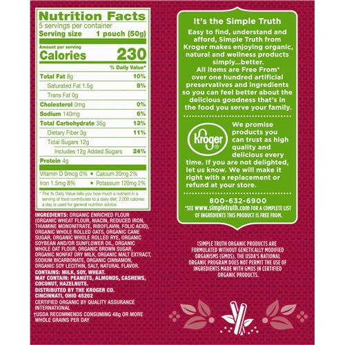 Biscuits petit-déjeuner Simple Truth Organic à la cannelle 5 unités / 50 g