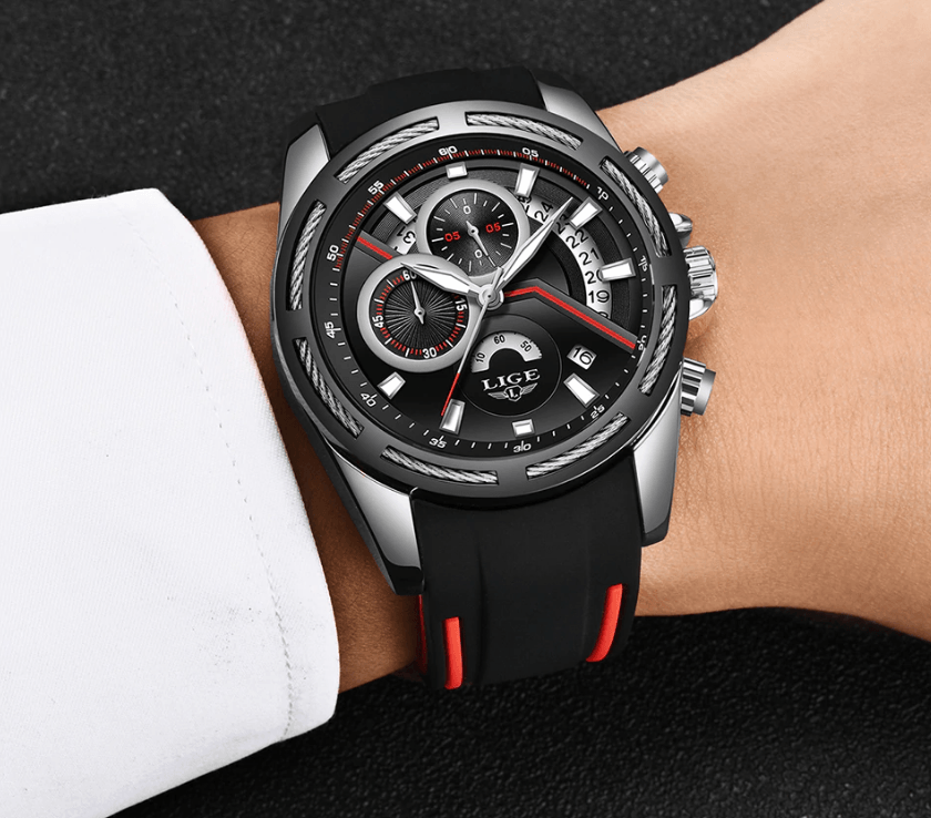 Montre moderne étanche pour homme avec bracelets en caoutchouc Montres multifonctions Design unique Cadeau parfait