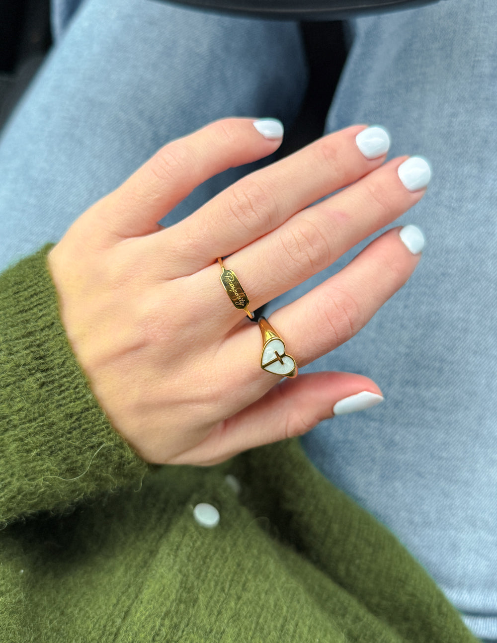 Bague croix cœur en émail