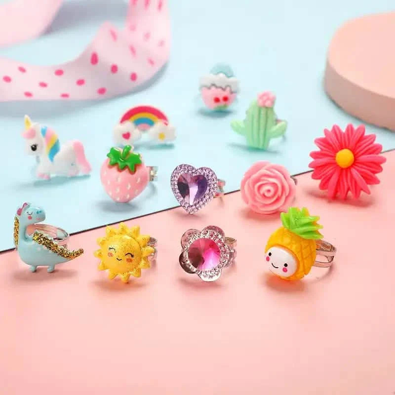 24 adorables bagues pour petite fille en forme de mouton rose