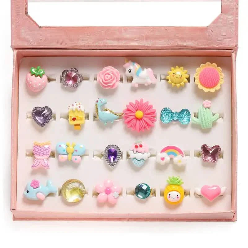 24 adorables bagues pour petite fille en forme de mouton rose