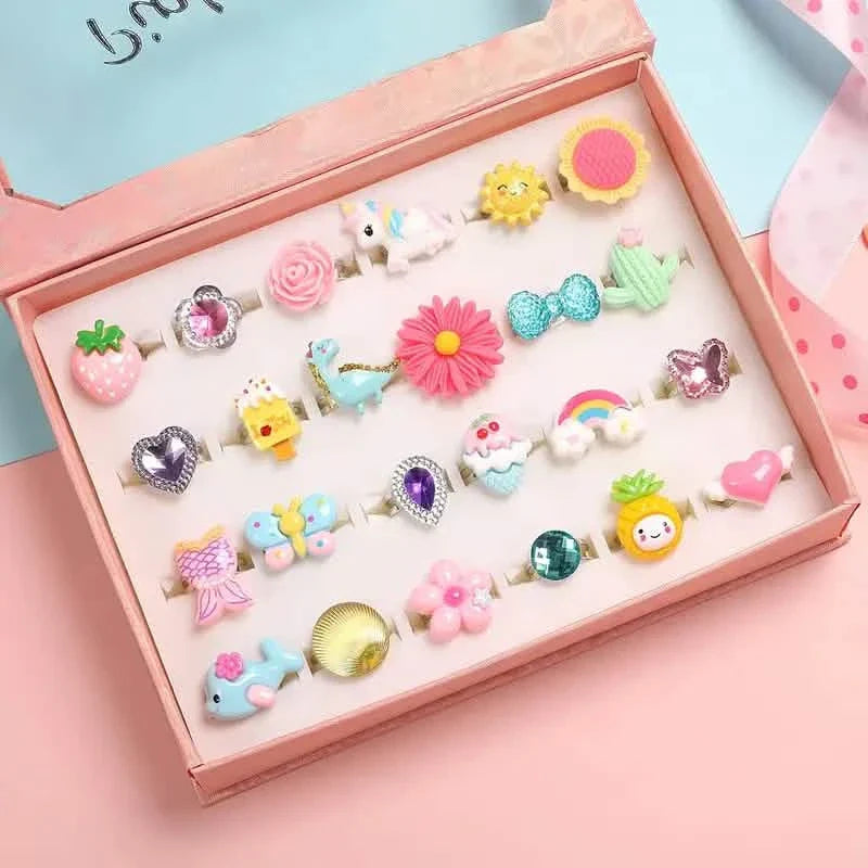 24 adorables bagues pour petite fille en forme de mouton rose