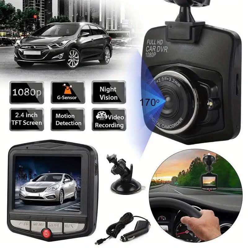 Dashcam full HD 1080p noire de 2,4 pouces