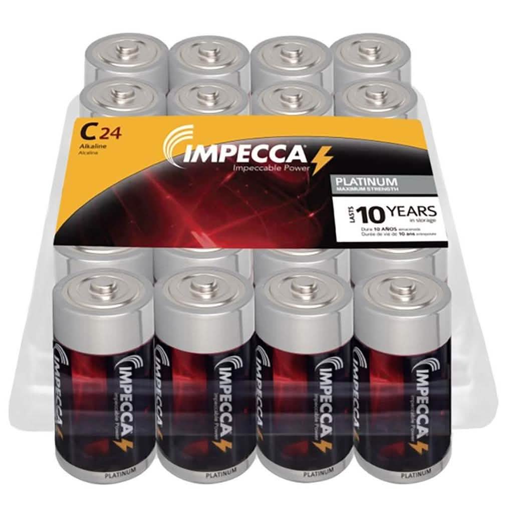 Paquet de 24 : Piles alcalines Impecca C LR14 Platinum