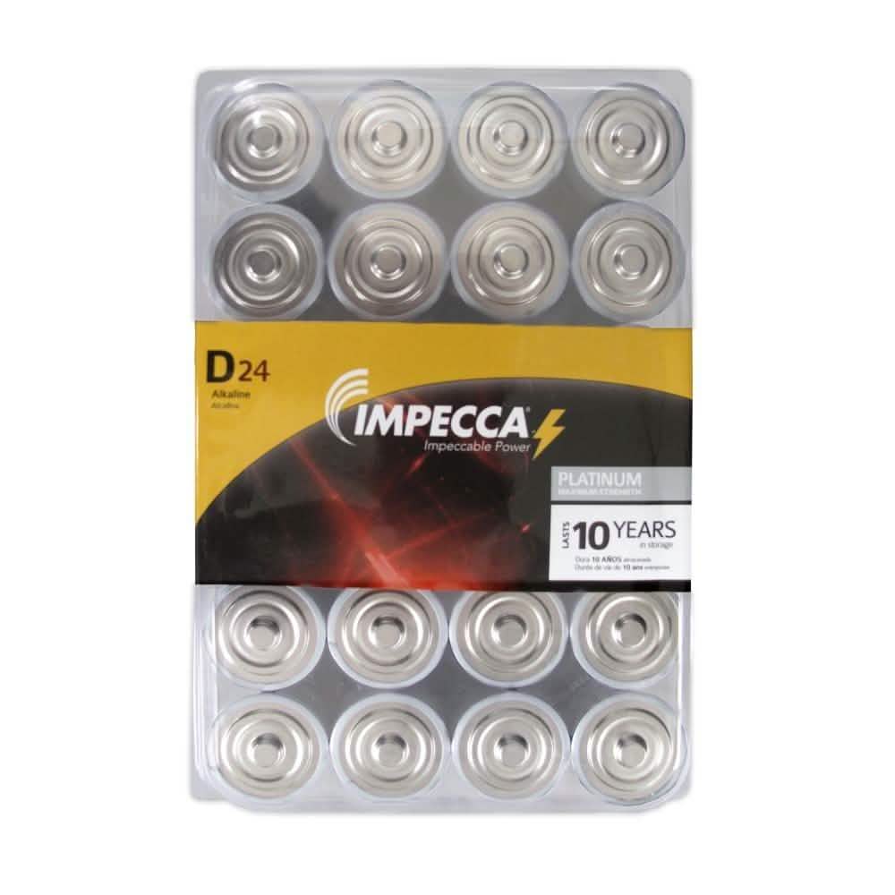 Paquet de 24 : Piles alcalines D LR20 Impecca Platinum