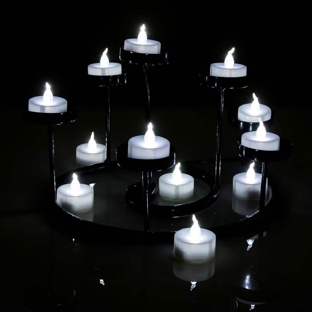 Lot de 24 : Bougies LED chauffe-plat blanches à piles, sans flamme et sans fumée, avec minuteur