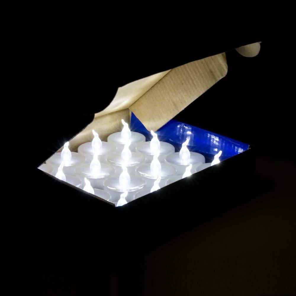 Lot de 24 : Bougies LED chauffe-plat blanches à piles, sans flamme et sans fumée, avec minuteur