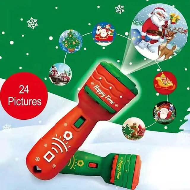 Lampe de projection de Noël 24 motifs avec lampe de poche