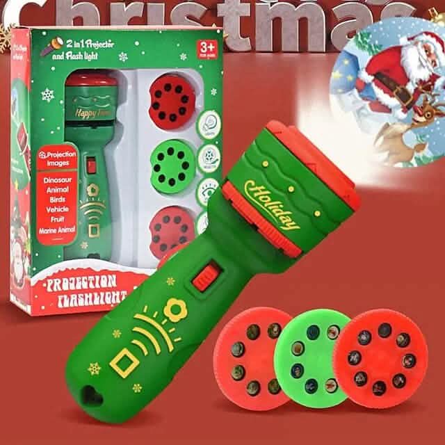 Lampe de projection de Noël 24 motifs avec lampe de poche