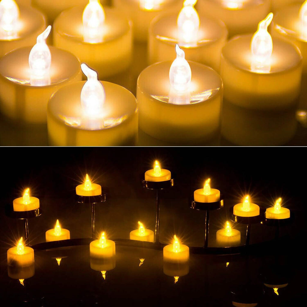 Lot de 24 bougies chauffe-plat LED sans flamme vacillantes sans fumée
