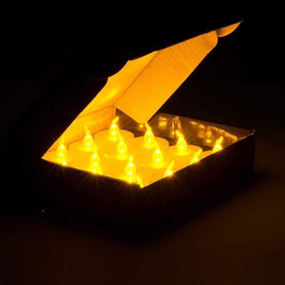 Lot de 24 bougies chauffe-plat LED sans flamme vacillantes sans fumée