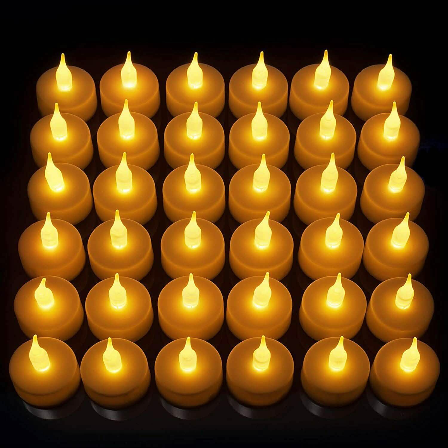 Lot de 24 bougies chauffe-plat LED sans flamme vacillantes sans fumée
