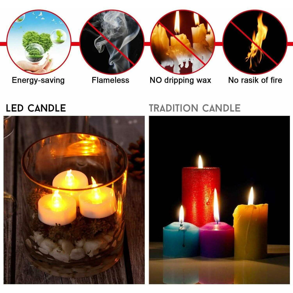 Lot de 24 bougies chauffe-plat LED sans flamme vacillantes sans fumée