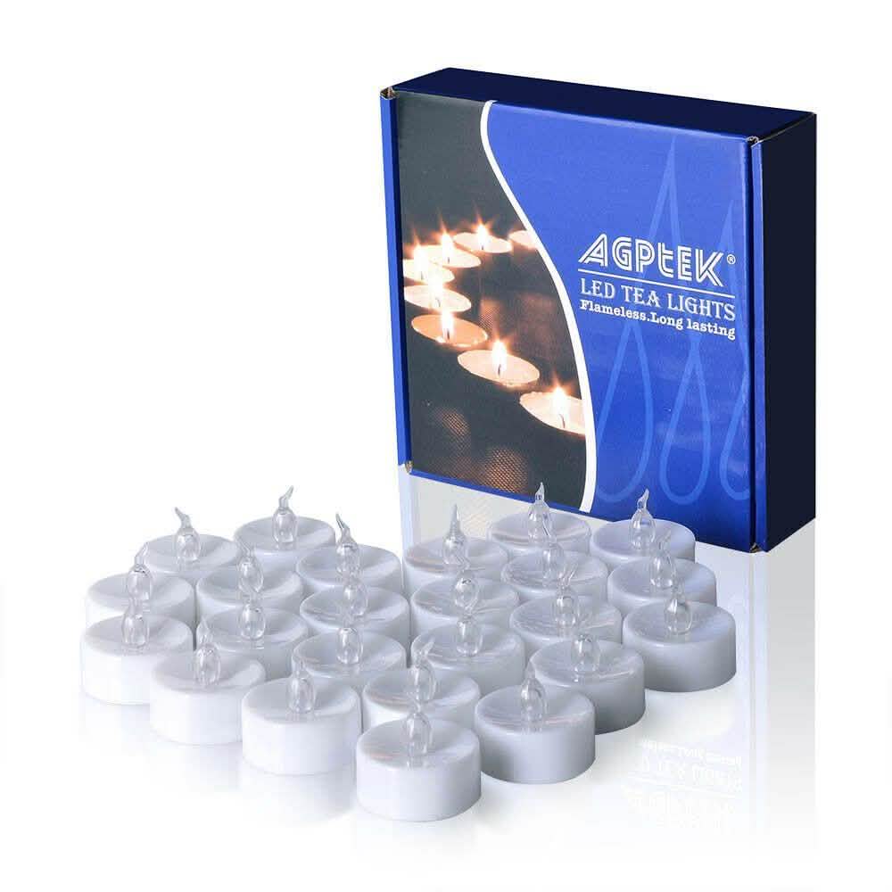 Lot de 24 bougies chauffe-plat LED sans flamme vacillantes sans fumée